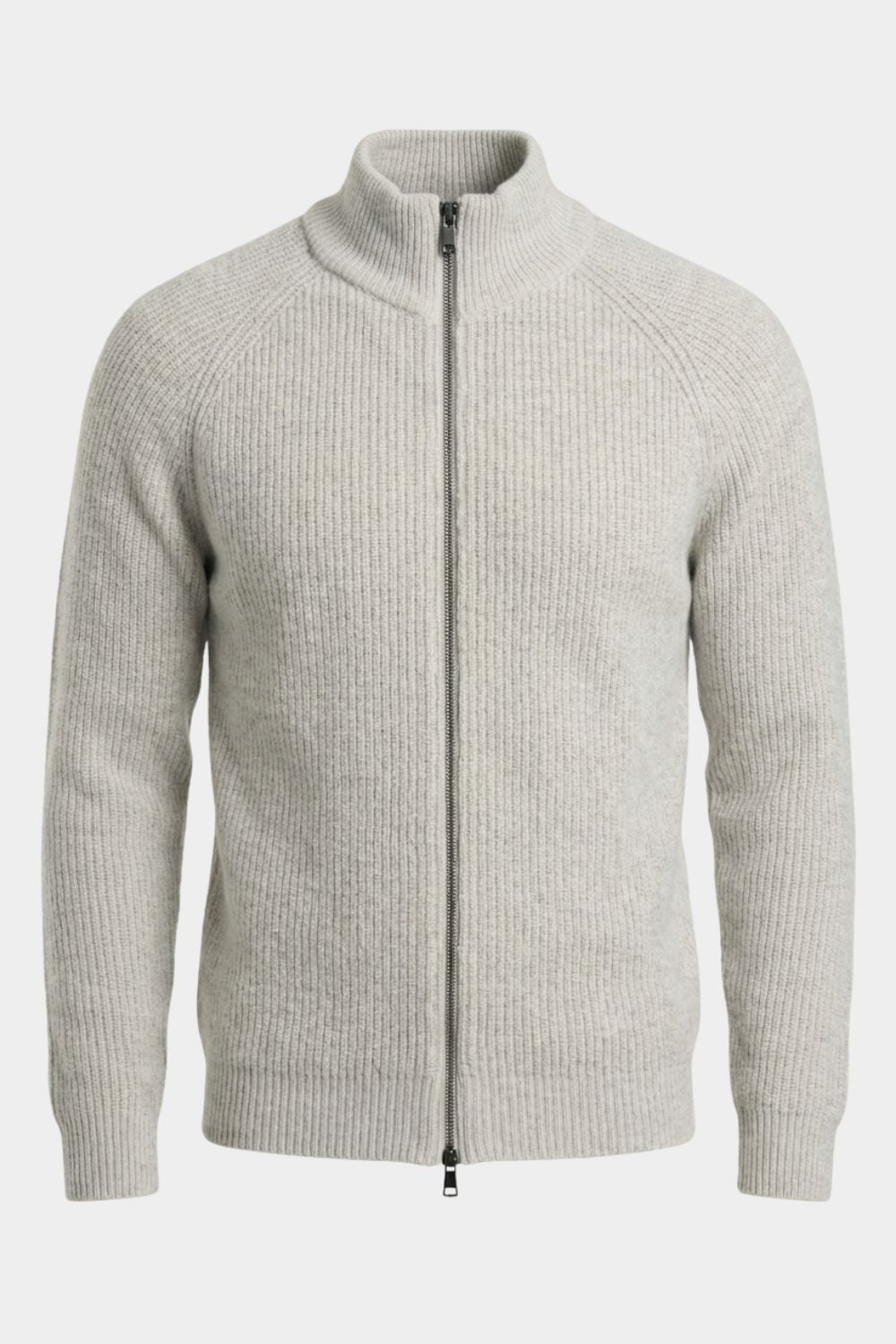 Gray Zip-Up Knit Jacket