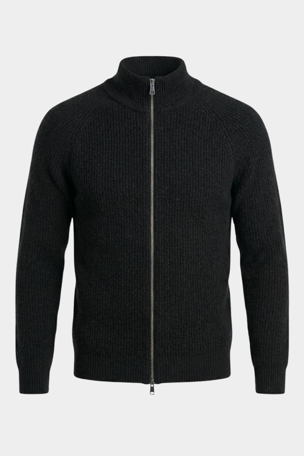 Black Zip-Up Knit Jacket