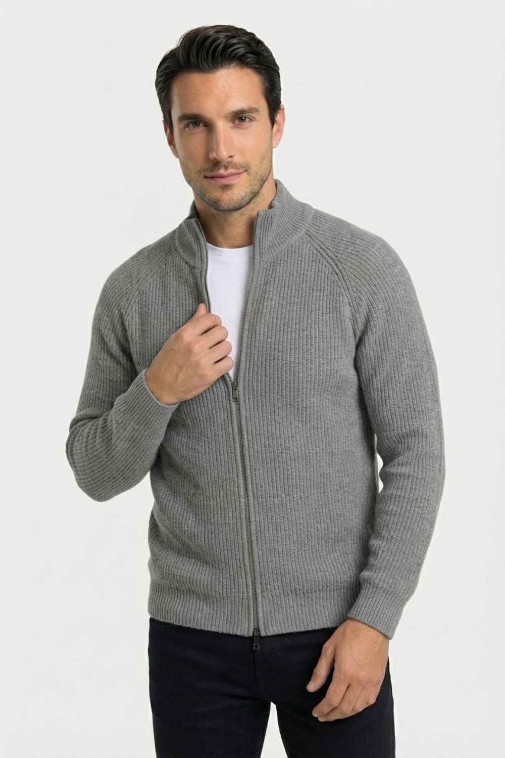 Graphite Zip-Up Knit Jacket
