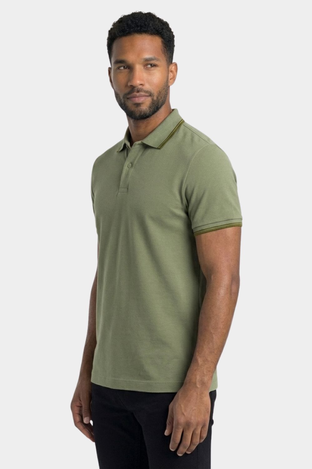 Polo slim vert sauge