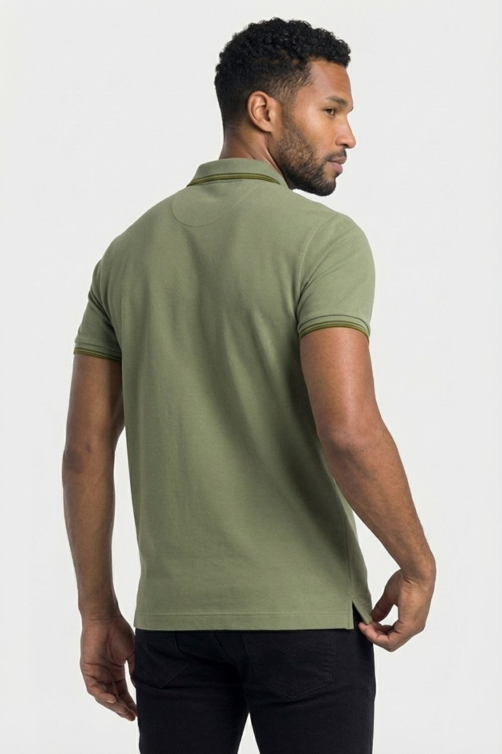 Polo slim vert sauge