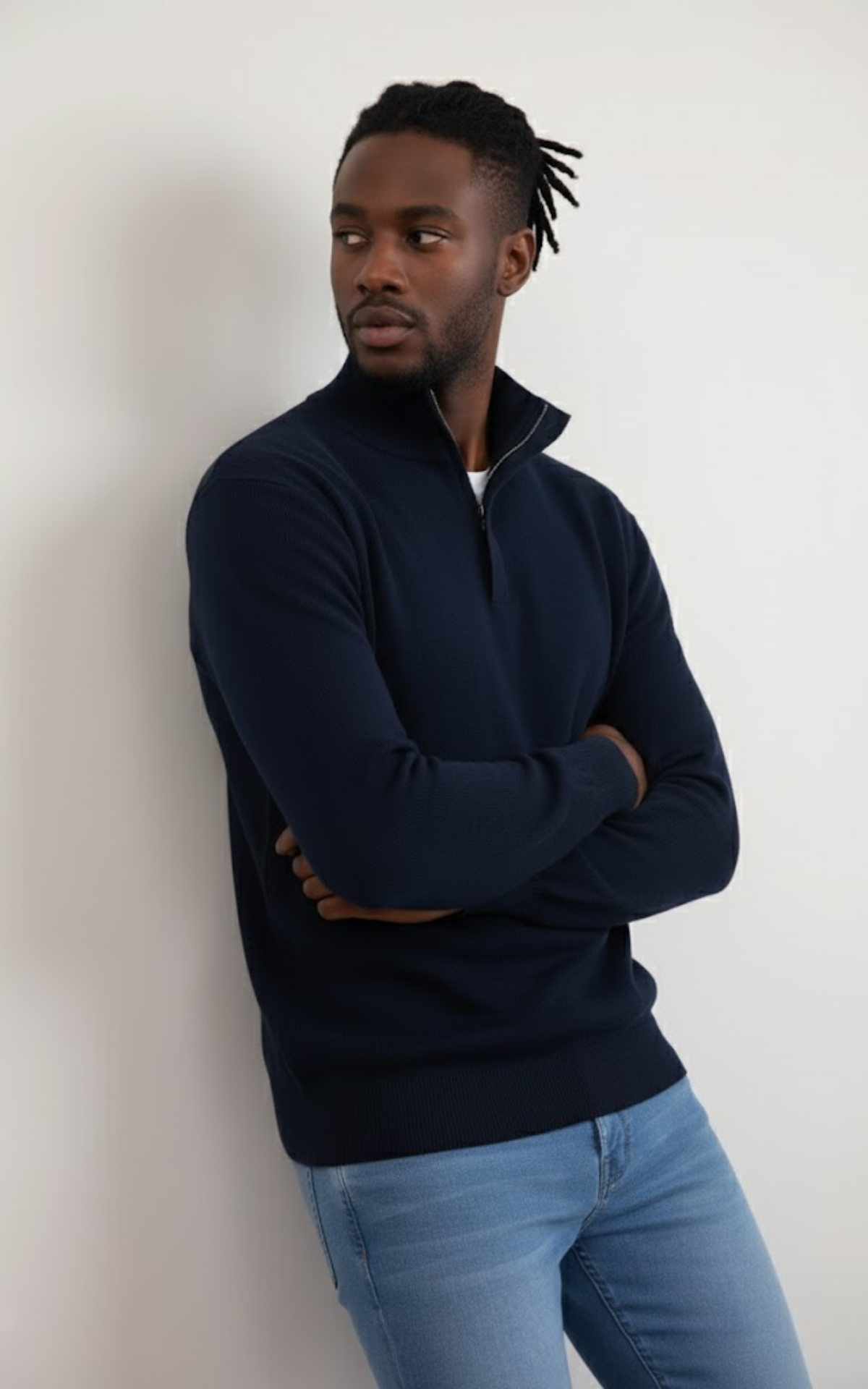 Men’s Half-Zip Knit Sweater – Classic Ribbed Collar Pullover