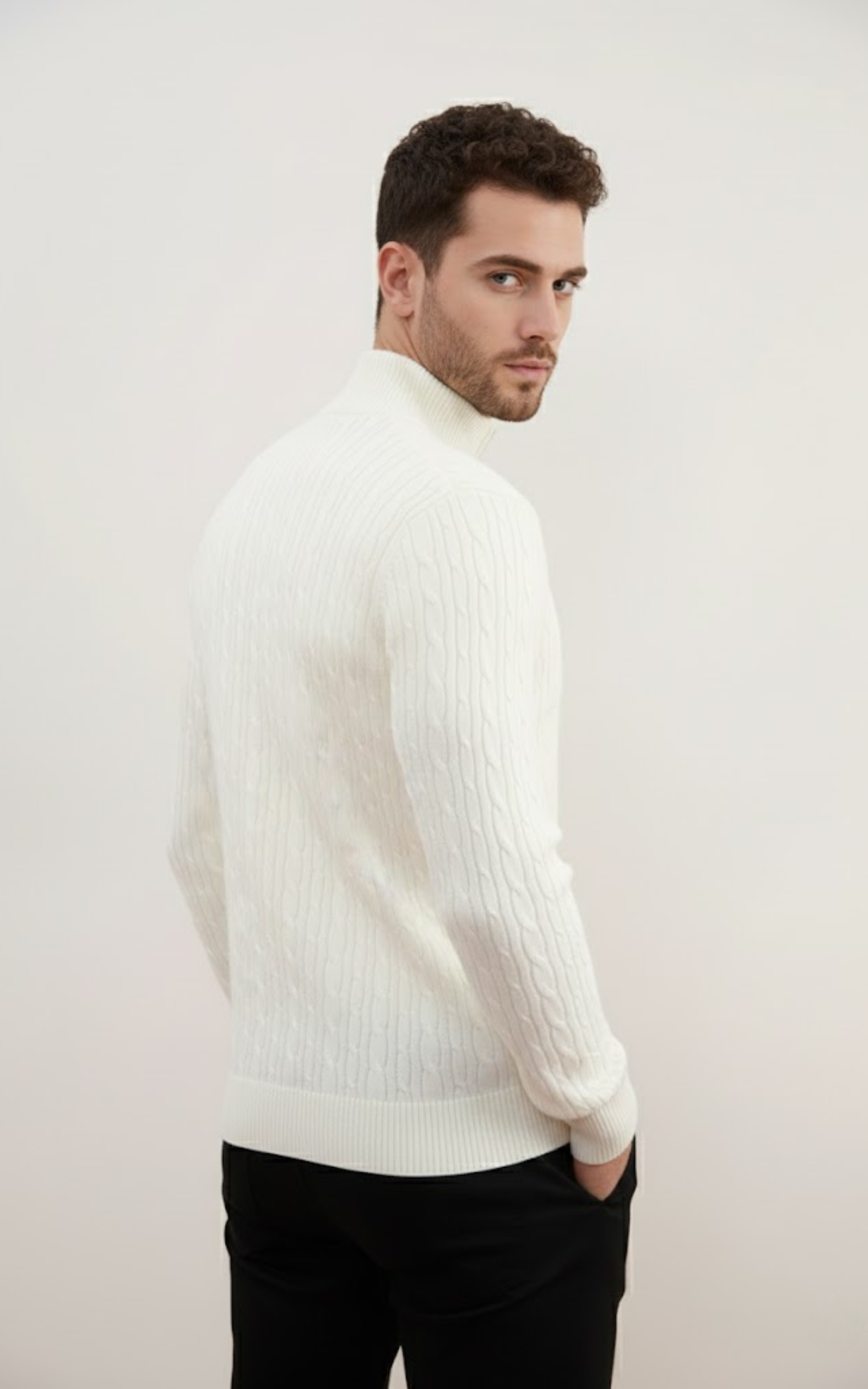 Men’s Half-Zip Cable Knit Sweater