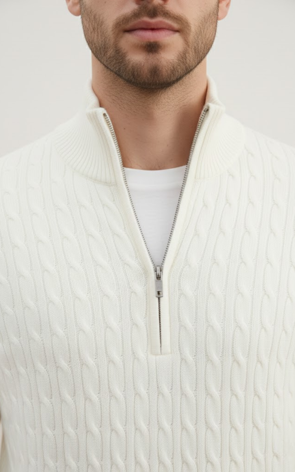Men’s Half-Zip Cable Knit Sweater