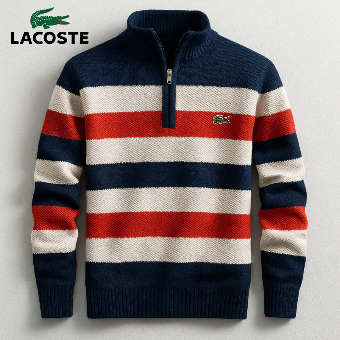 Men’s Half-Zip Striped Knit Sweater