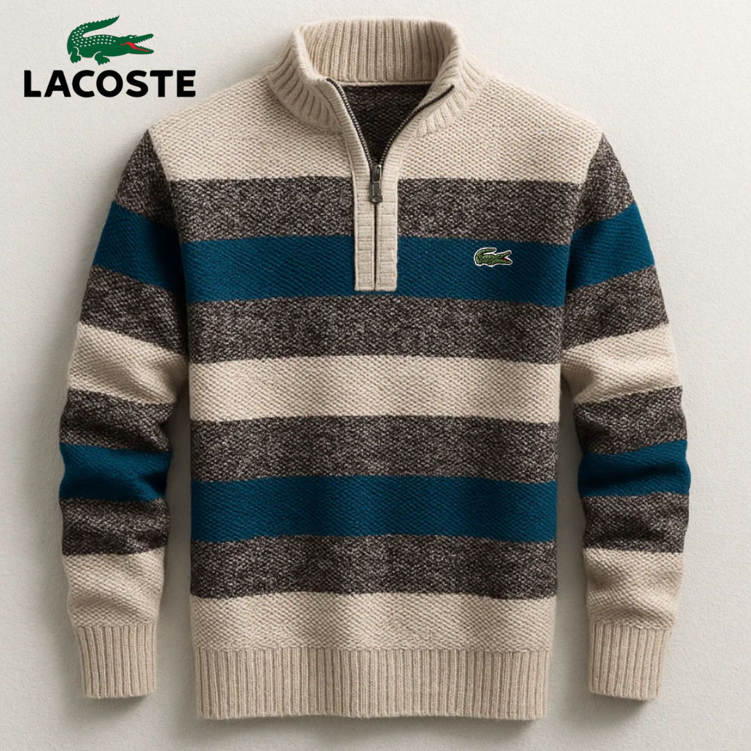 Men’s Half-Zip Striped Knit Sweater
