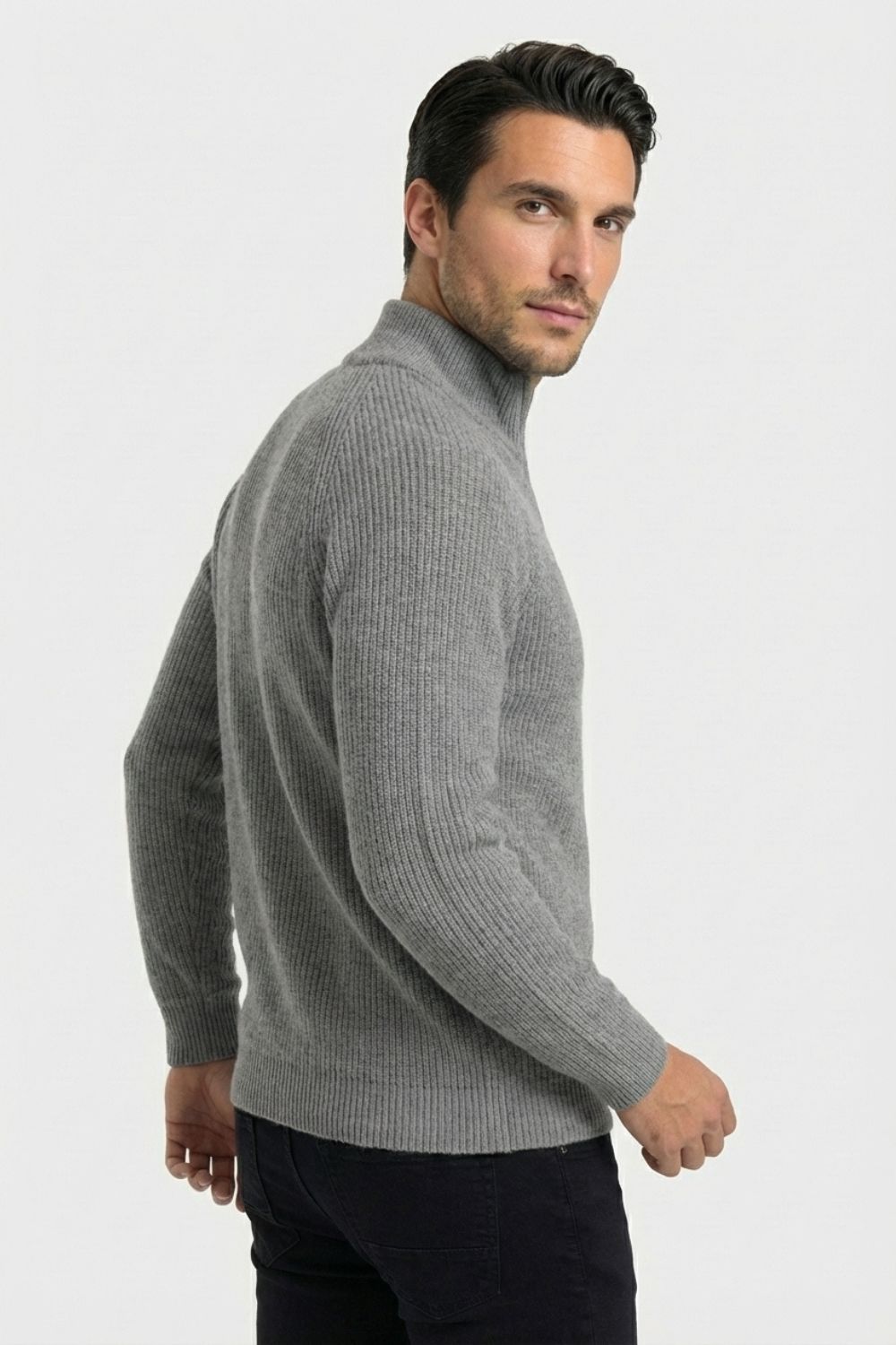 Graphite Zip-Up Knit Jacket