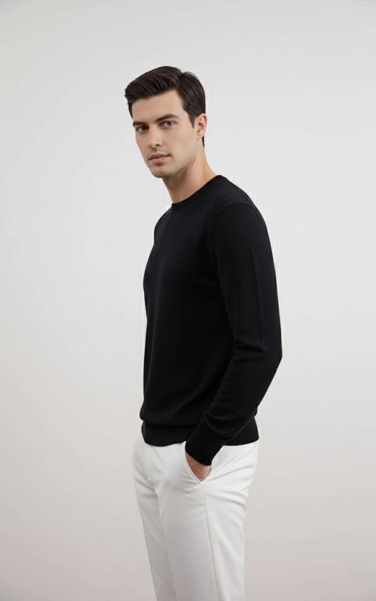 Men’s Classic Crew Neck Sweater – Premium Cotton Blend Knit