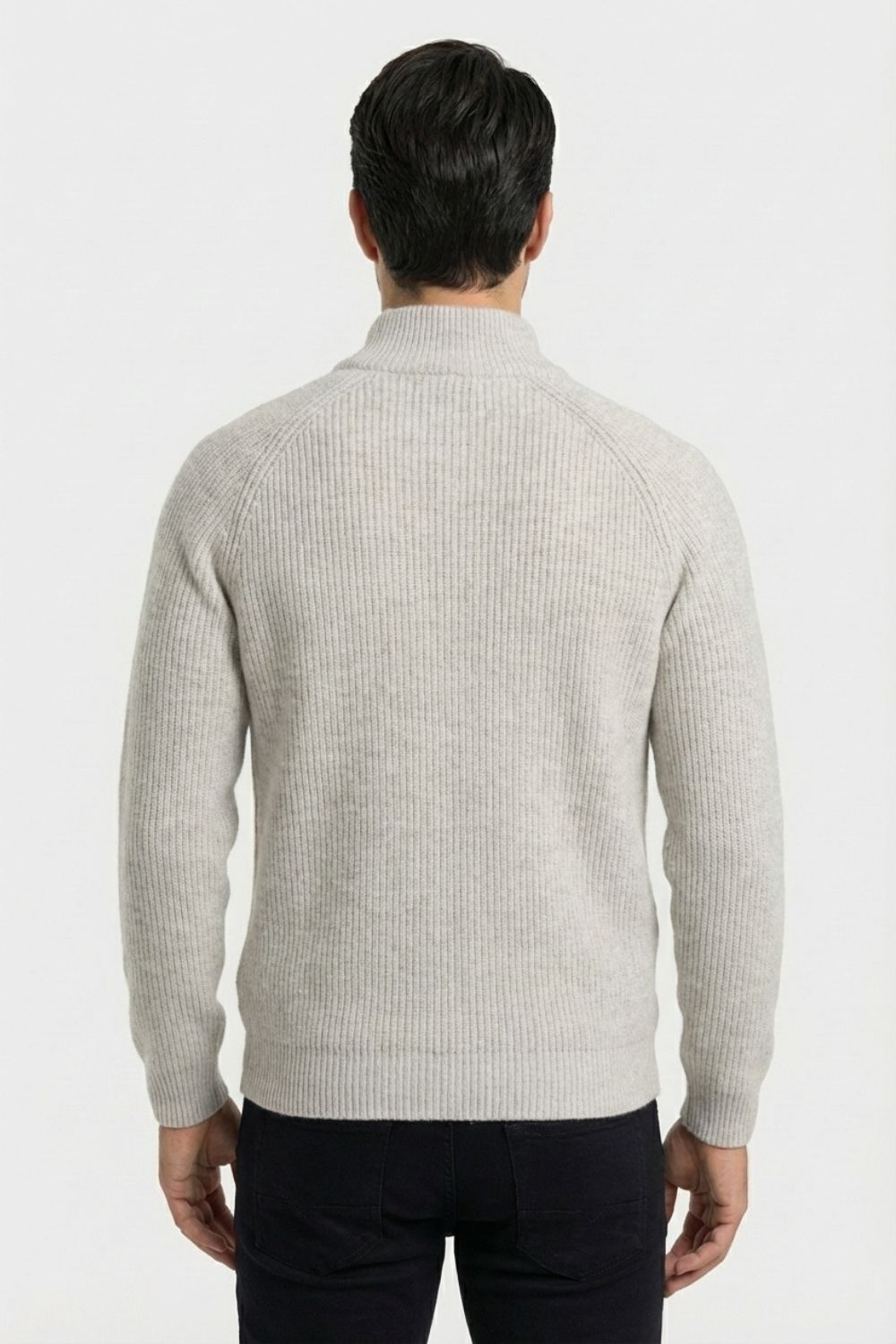 Gray Zip-Up Knit Jacket