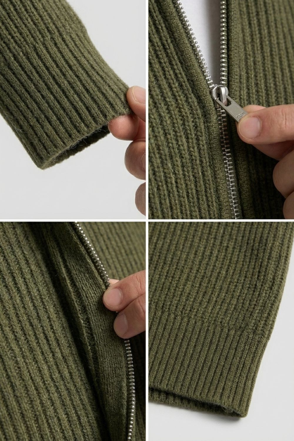 Olive Zip-Up Knit Jacket